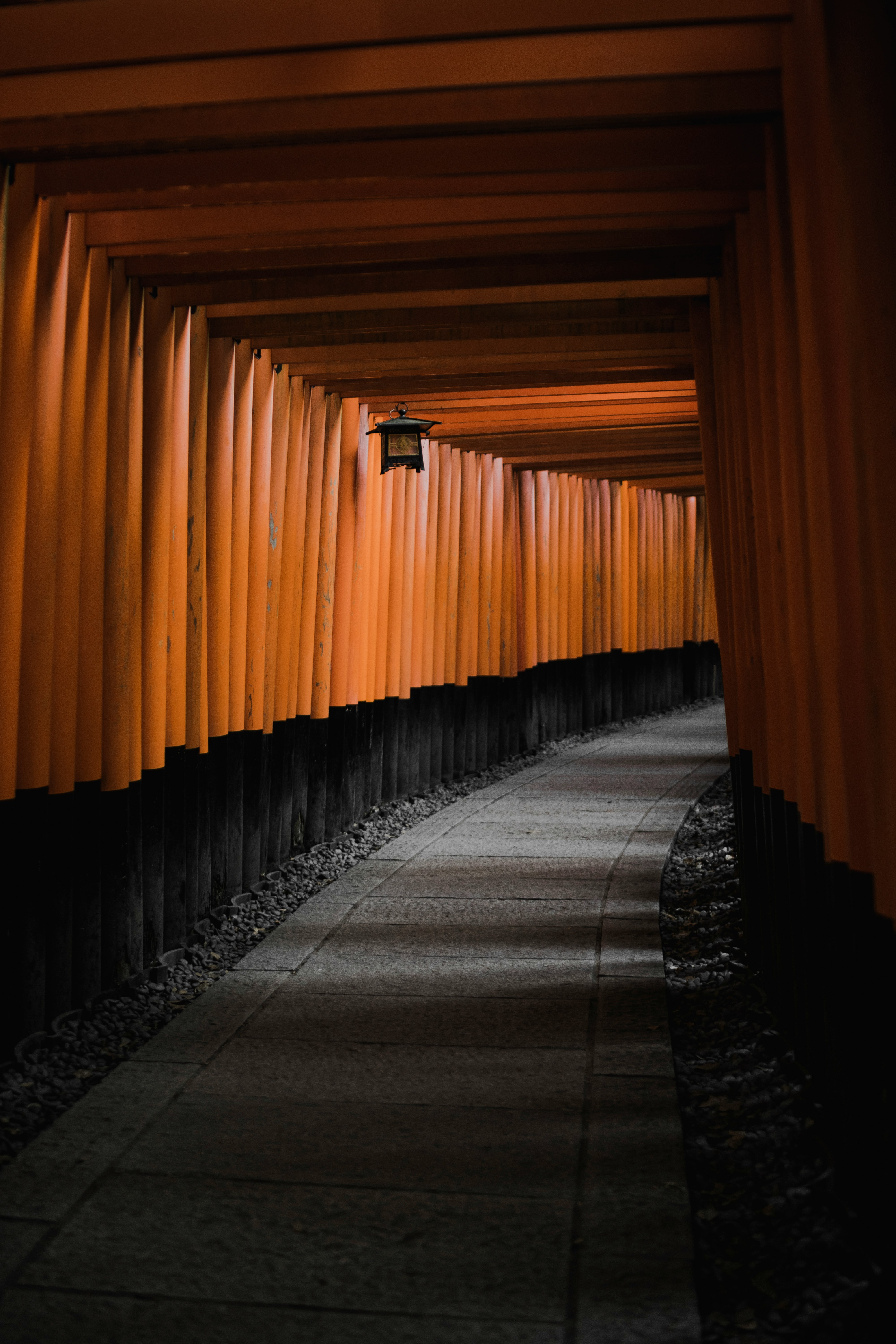 brown and black hallway with brown curtain